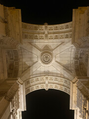 View of the Rua Augusta arch by night. Lisbon. Portugal