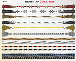 BRAIDED KNITTED WOVEN PATTERN CORD, ROPE, CABLE SEAMLESS BRUSH IN EDITABLE VECTOR