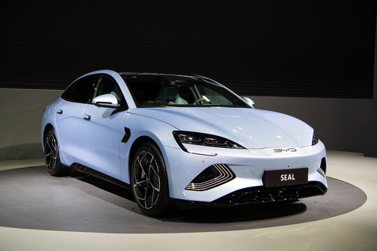 BANGKOK - NOVEMBER 30: BYD Seal EV car on display at The 39th Thailand International Motor Expo 2022 on November, 2022 in Nonthaburi, Thailand.