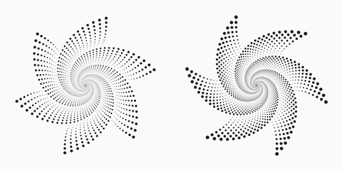 Black abstract vector halftone dots design element. Halftone effect vector pattern, texture, pattern, object for design. Circle dots isolated on the white background. Vector design element.	
