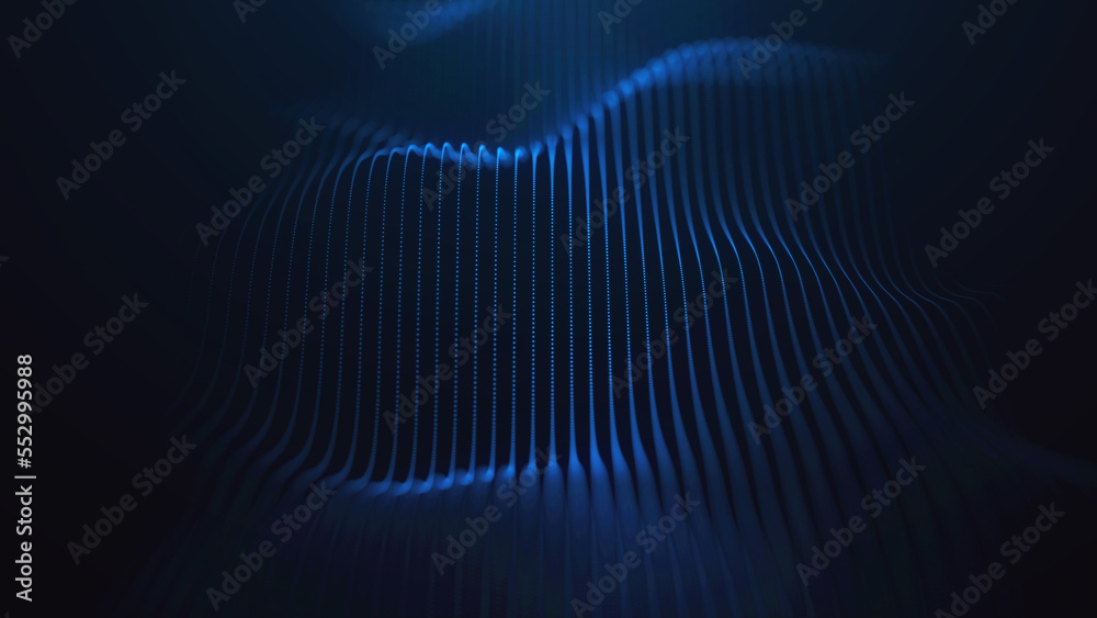 Poster futuristic wave of blue lines. digital data flow. the concept of big data. network connection. cyber