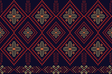 Cross stitch colorful geometric traditional ethnic pattern Ikat seamless pattern abstract design for fabric print cloth dress carpet curtains and sarong Aztec African Indian Indonesian 