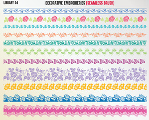 DECORATIVE EMBROIDERY STITCHES SEAMLESS BRUSH IN EDITABLE VECTOR FILE