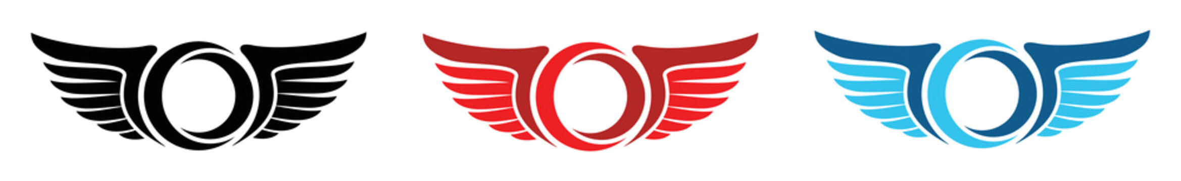 Wings with generic circle icon vector. Ring and wings logo design, symbol illustration