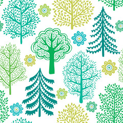 Spring park seamless pattern