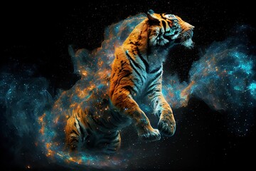 Fototapeta na wymiar Tiger in space/galaxy