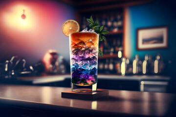  cocktails drinks on the bar .  Image created with Generative AI technology.