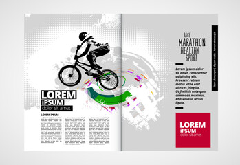 Printing magazine or e-book with sport subject in background, easy to editable vector - 552996986