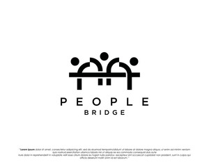 bridge people family together human unity logo vector icon