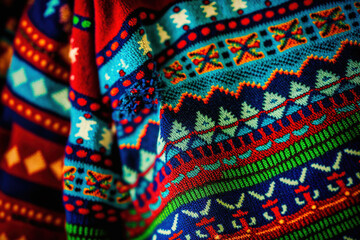 Colorful Christmas Sweater close up, Generative AI