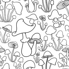 seamless pattern with mushrooms