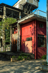 Old industrial building, urban architecture, bright colours, sunset time, Zinitang China