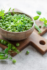 Bowl with sweet pea pods