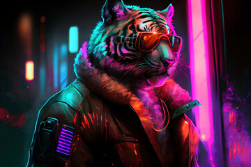 Fototapeta na wymiar Cyberpunk club tiger 