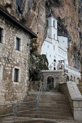 Fototapeta na wymiar Saint Basil monastery carved into the mountain in Ostrog