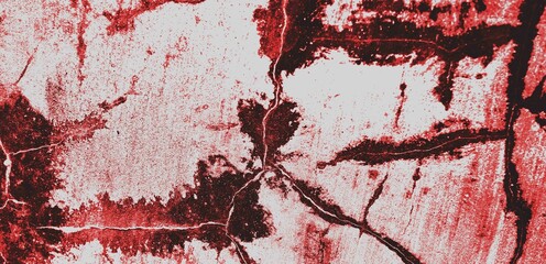 Dark red cement wall texture, concrete texture cracks and scratches on bright white abstract geometric on the wall.