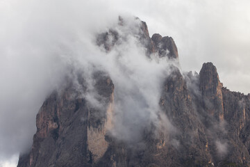 View on the Sella group in a cloudy day - Val Gardena, Dolomites