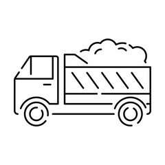 Snow removal, snow blower icon in black line style icon, style. Winter season vector background. Truck