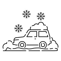 Snow removal winter season. Snow Shovel line icon vector design. Car