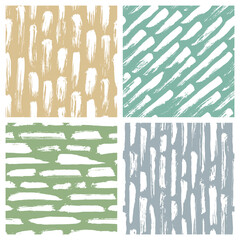 Set of abstract hand drawn seamless patterns, brush strokes textures