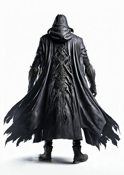 recommend clip art: personnage de fantasy de dos sur fond blanc, magicien 