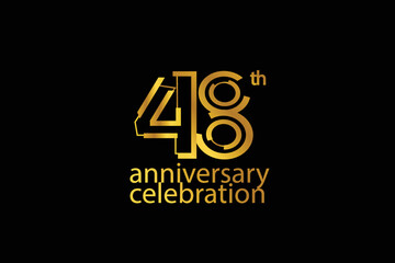 48th, 48 years, 48 year anniversary year anniversary celebration abstract style logotype. anniversary with gold color isolated on black background, vector design for celebration vector