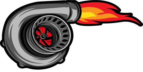 Turbo fire charge vector illustratiton on isolated white background