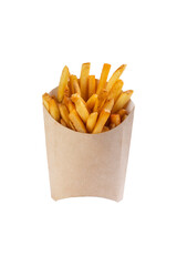 French fries in a box. Selective focus. transparent.
