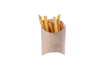 French fries in a box. Selective focus. transparent.