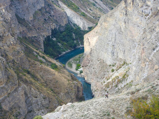 beautiful view of the mountain river in the canyon