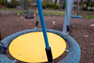 Blue rope on abandoned playground