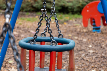 Chain swing on abandoned  playground