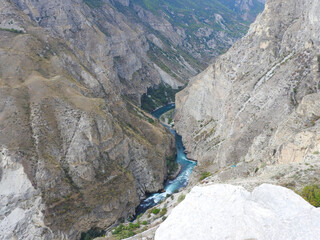 beautiful view of the mountain river in the canyon
