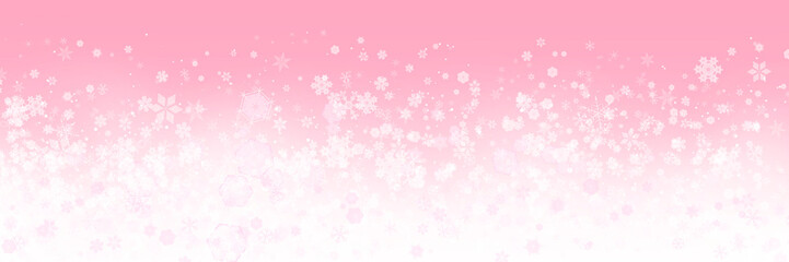 雪の結晶舞い散るピンクのグラデーション3：1　淡雪