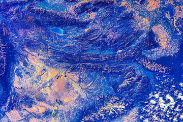 Impressive mountain range from space. Digital Enhancement. Elements by NASA