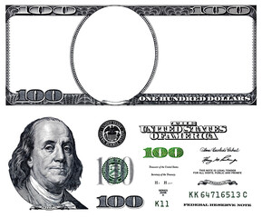U.S. 100 dollar banknote. Elements for design purpose - obrazy, fototapety, plakaty