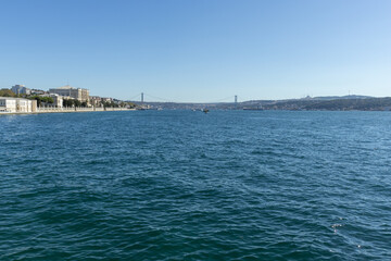 Istanbul, Turkey - 26 September 2021 - A tour of the Bosphorus in the morning