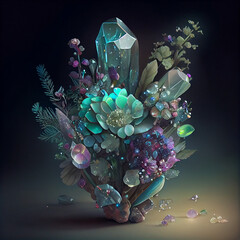 Aquamarine Crystal Bouquet - AI Art