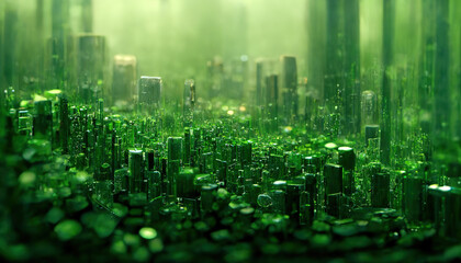 Obraz premium Green matrix background. Ai generated.