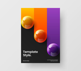 Amazing 3D spheres corporate cover layout. Colorful flyer design vector concept.