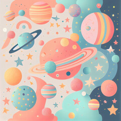 Outer Space Vector Repeating Pattern 