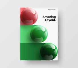 Fresh company identity design vector concept. Minimalistic realistic spheres leaflet template.