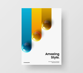 Clean 3D balls corporate brochure illustration. Colorful annual report design vector layout.