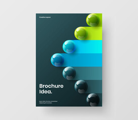 Geometric realistic balls journal cover template. Original handbill A4 design vector concept.