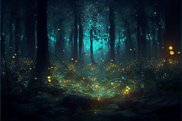 Fireflies in the Forest - AI Art