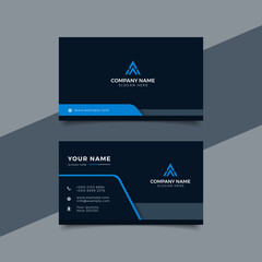 Modern business card black and blue corporate professional 