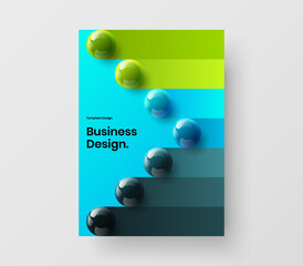 Amazing 3D balls company brochure illustration. Isolated journal cover vector design concept.