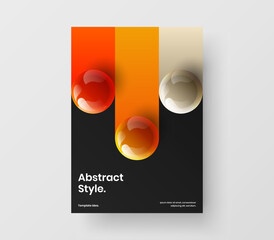 Vivid 3D balls brochure illustration. Unique banner A4 vector design template.