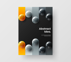 Isolated realistic balls leaflet layout. Abstract company cover design vector concept.