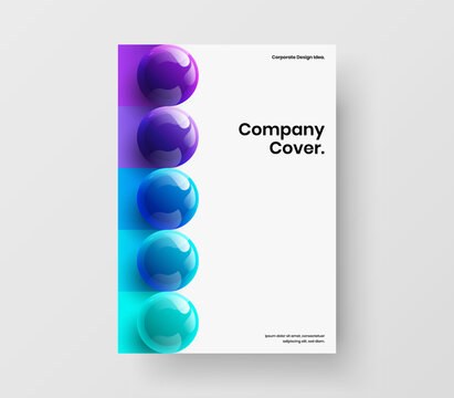 Simple 3D balls postcard concept. Fresh company brochure A4 vector design illustration.